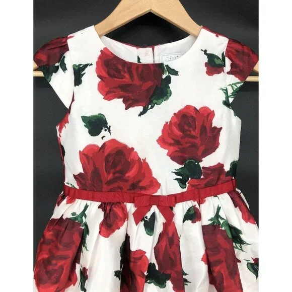 Dressed Up by Gymboree Red Rose Dress Girls 6 Button Detail Dance Church Easter - Picture 4 of 11